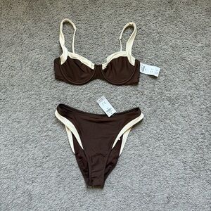 Abercrombie & Fitch Brown and Cream Bikini Set